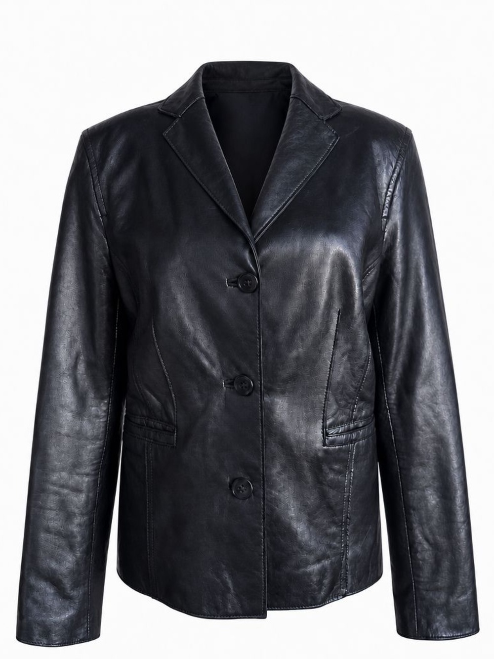 Black Genuine Leather Blazer Jacket Buttery Soft Tailored Size S